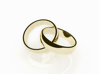 two 3d gold wedding ring
