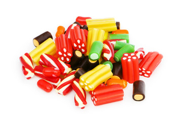 Colourful sweets isolated on the white background