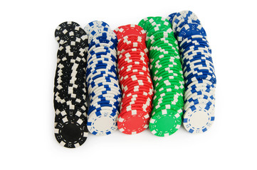 Casino chips isolated on the white background