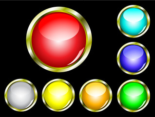 A set of seven glossy vector web buttons