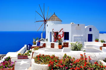 Foto auf Acrylglas Santorini Windmühle auf der Insel Santorini, Griechenland
