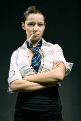 Woman with attitude smoking a cigarette