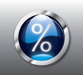 Blue percent button vector