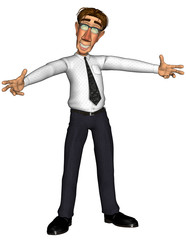 3d businessman what's up cartoon