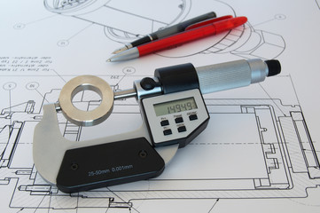 Mikrometer, Micrometer on technical drawing