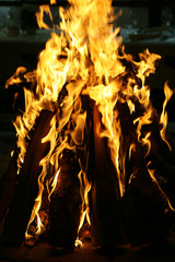 close-up of a blazing fire