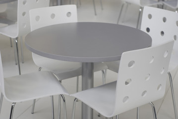 grey chairs and table