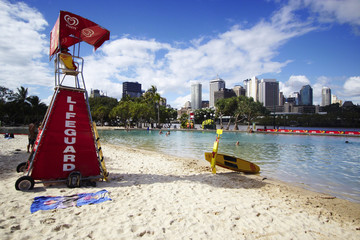 Brisbane; South Bank Beach - obrazy, fototapety, plakaty