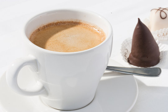 small dessert with hot coffee