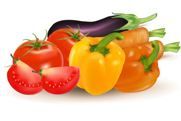Vector. The big colorful group of vegetables.