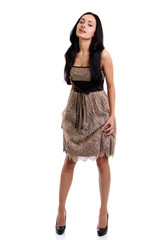 Full length of a beautiful young lady in  dress
