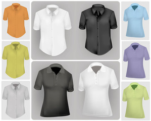 Vector illustration. Polo shirt and t-shirt design template
