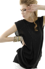 Close up portrait of young fashion model