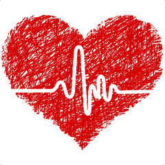 Fototapeta na wymiar heart with cardiogram