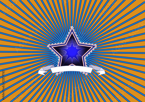 Star With Banner On Cool Orange Background Stock Image And Royalty