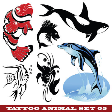 Templates Fish for tattoo and design