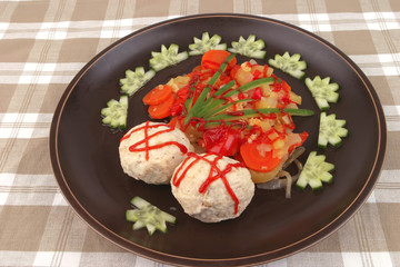 meatballs served with garnish