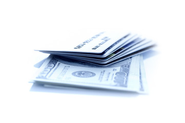 Dollars and credit card. Shallow DOF