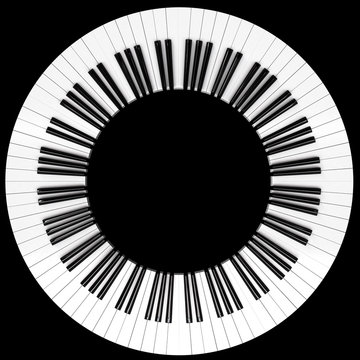 a piano keys wheel isolated on black