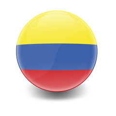 Esfera brillante con bandera Colombia