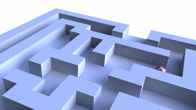 3d video of a ball in a maze finding the exit