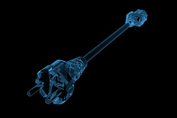 Power cord 3D xray blue transparent