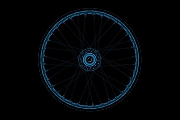 Wheel 3D xray blue transparent