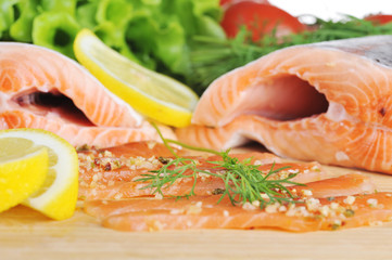 pieces of  salmon