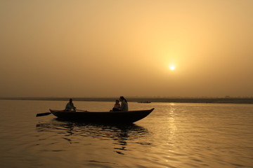 Naklejka na ściany i meble Sunrise on the Ganges River, India