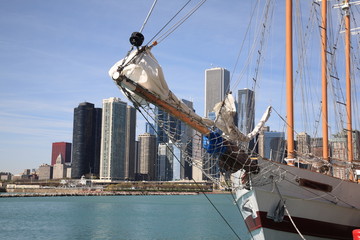 Chicago Skyline and Tall Ship