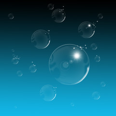 bulles transparentes sur fond dégradé bleu