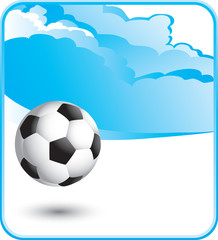 Naklejka premium soccer ball cloud background