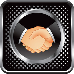 business handshake black halftone web icon