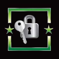 lock and key green star frame