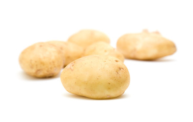 new potatoes on white background;