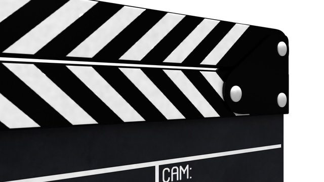 Movie clapper board in motion - two parts with alpha