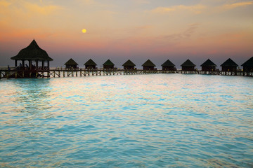 Island in ocean, Maldives. Night.