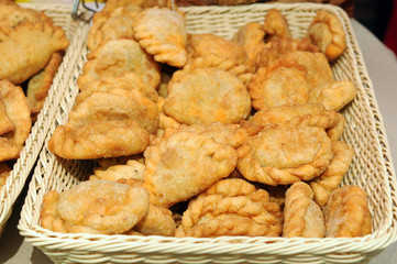 Delicious dumplings in a basket