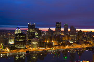 Pittsburgh, Pennsylvania at dawn viewed from Mount Washington