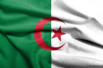 Fotobehang 3D Vlag van Algerije satijn © Bracknell