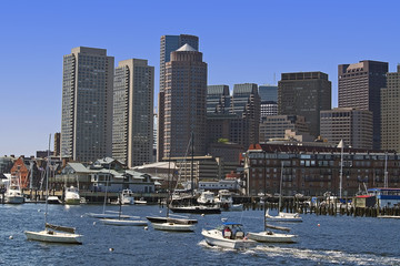 Fototapeta na wymiar The Boston Skyline and Boston Harbor