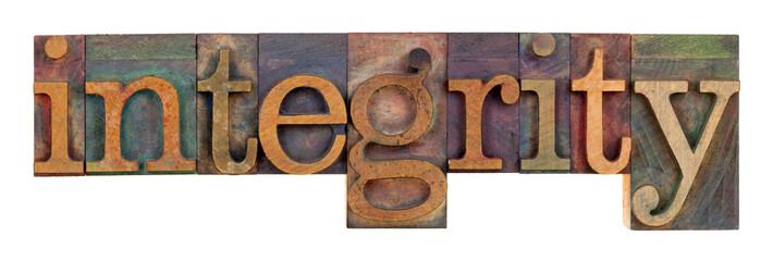 integrity - vintage wood letterpress type