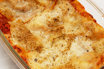 fresh lasagna with ragu sauce