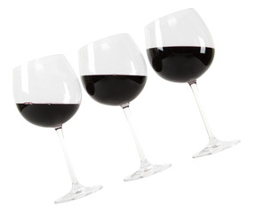 red wine in glass with hand made clipping path
