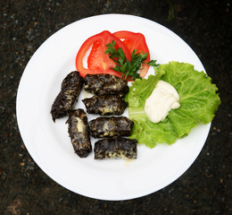 Meat of young grape leaves