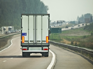 TIR linehauler cargo lorry trailer, shipping at highway