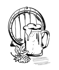 barrel and beer mug