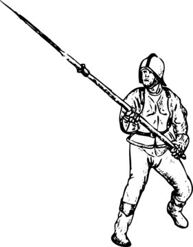 recommend clip art: vector - ancient soldier attacking   with long spear