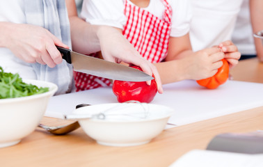 Obraz na płótnie Canvas Close-up of people preparing a meal