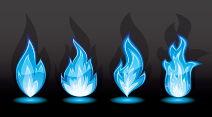 Set of blue flame - obrazy, fototapety, plakaty
